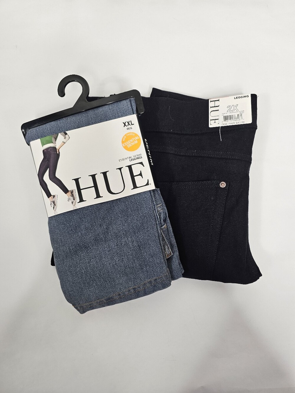 HUE Essential Denim Leggings - Pack Of 2 - Black & Stone Acid Wash 2X